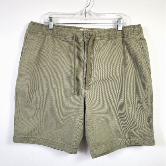 Mutual Waves Men's Green Khaki Shorts Elastic Waist Drawstrings, sz XL - Picture 1 of 15